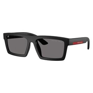 New PRADA LINEA ROSSA Black Polarised Rectangle PS A07S 1BO-02G Sunglasses Women